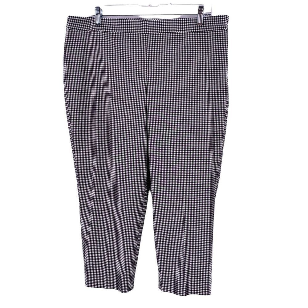 NWT Talbots Black and White Gingham Cotton Chatham Cropped Pants Size 14P